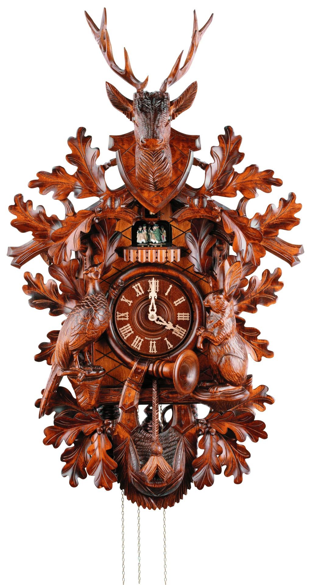 Reloj de cuco estilo “Madera tallada” movimiento mecánico de 8 días 88cm de Anton Schneider