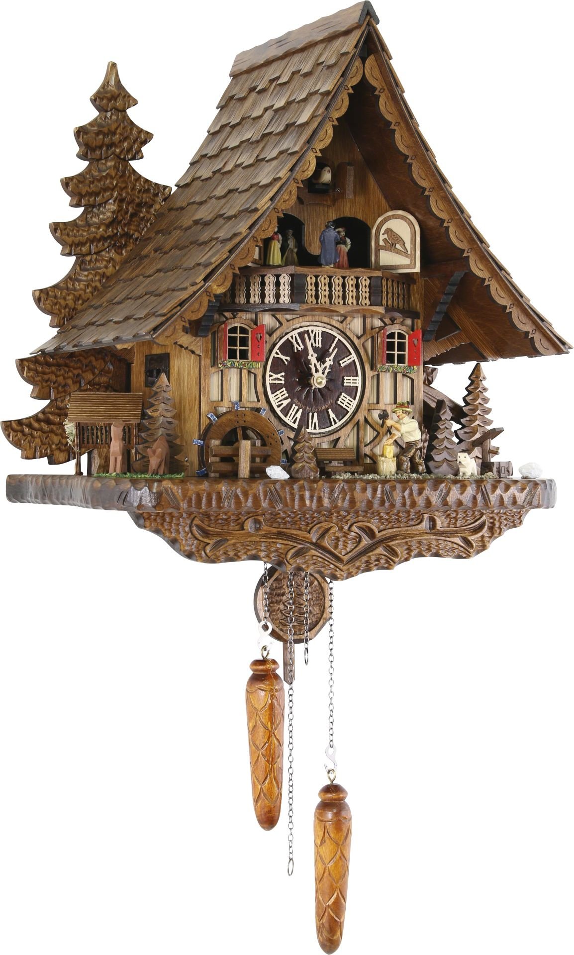 Kuckucksuhr Chalet-Stil Quarz-Uhrwerk 44cm von Engstler