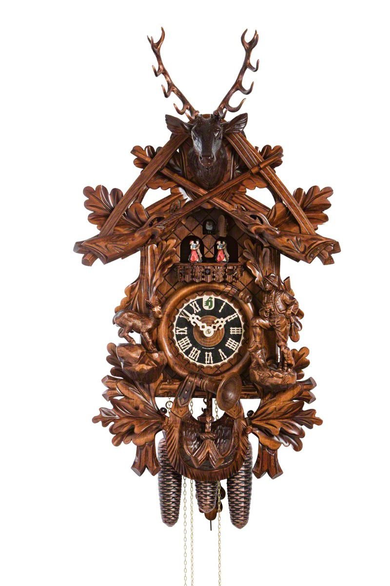 Reloj de cuco estilo “Madera tallada” movimiento mecánico de 8 días 74cm de Hönes