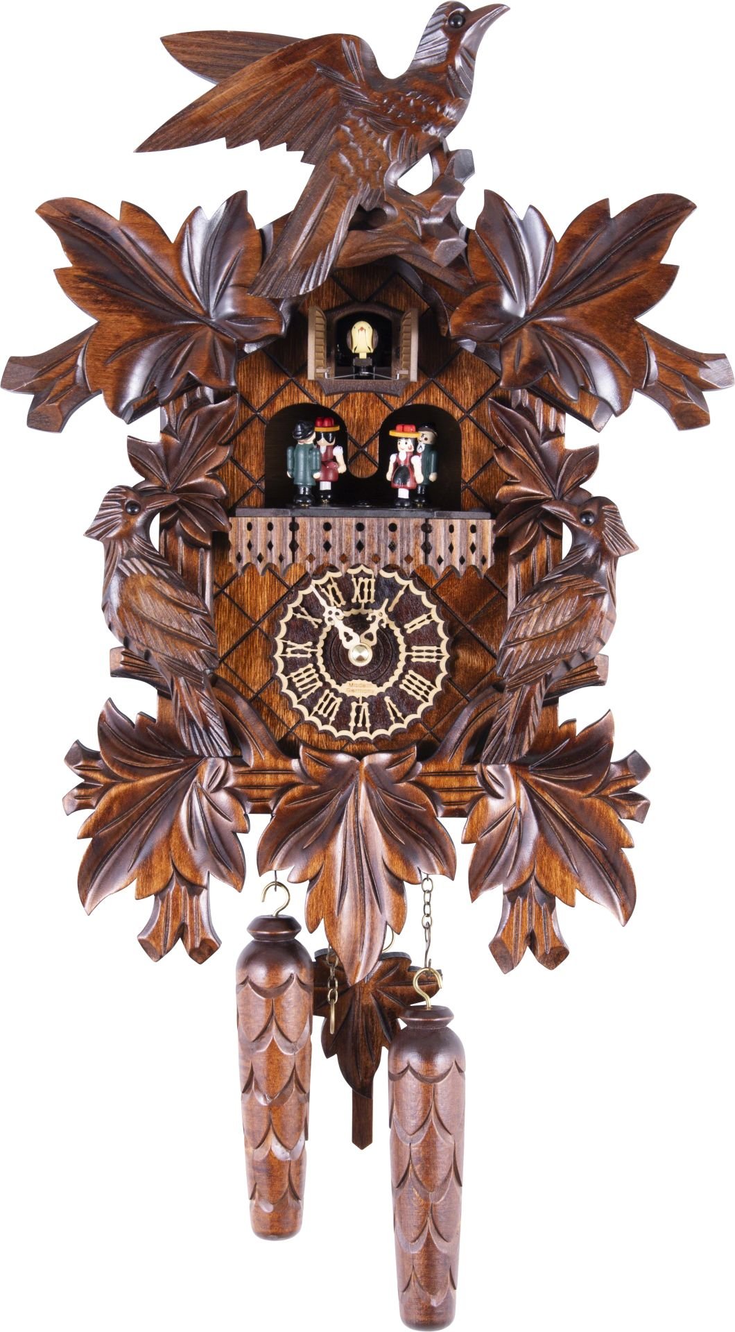 Kuckucksuhr geschnitzt Quarz-Uhrwerk 42cm von Trenkle Uhren