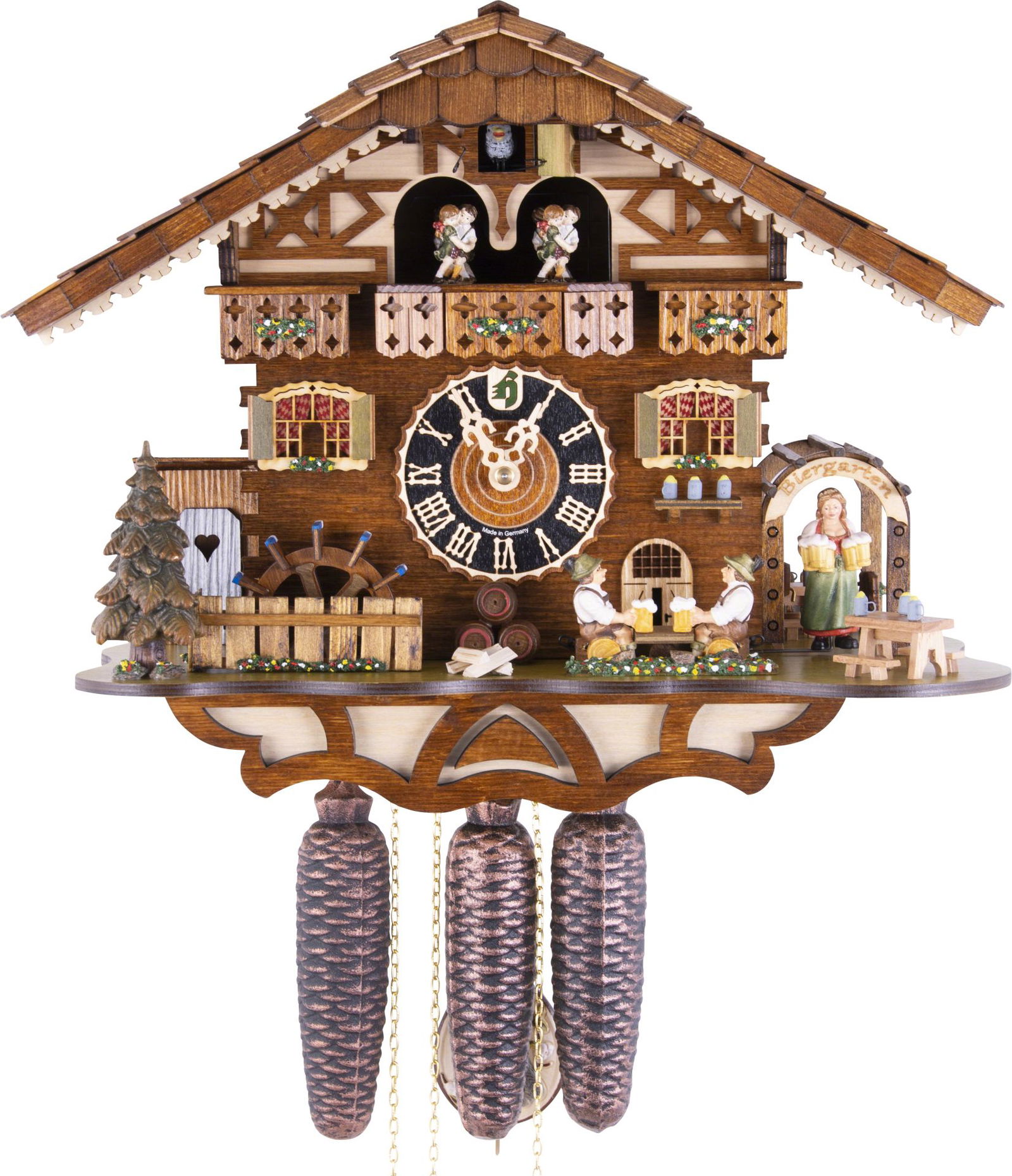 Kuckucksuhr Biergarten Bergblick - 8-Tage Chalet 36cm - Hönes