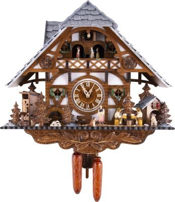 Kuckucksuhr Chalet-Stil Quarz-Uhrwerk 43cm von Engstler