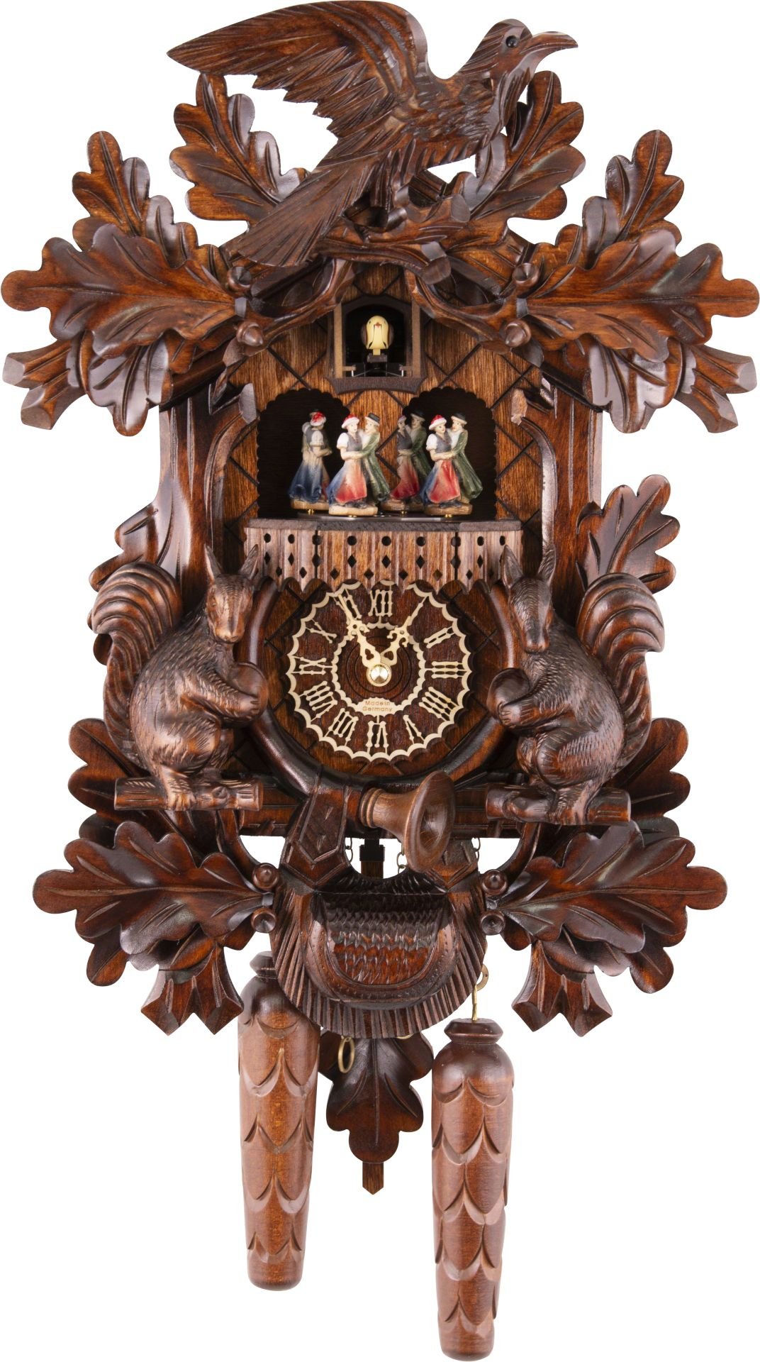 Cuckoo Clock Carved Style Quartz Movement 44cm by Trenkle Uhren