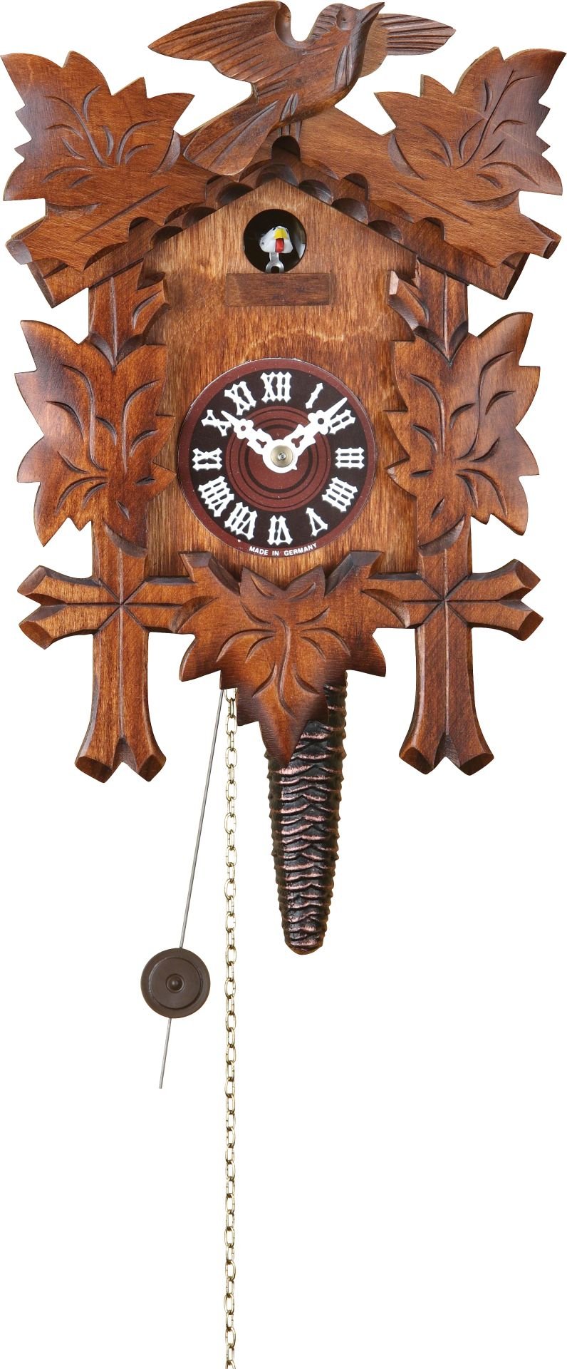 Reloj de cuco estilo “Madera tallada” movimiento del elevador de cadena 24cm de Trenkle Uhren
