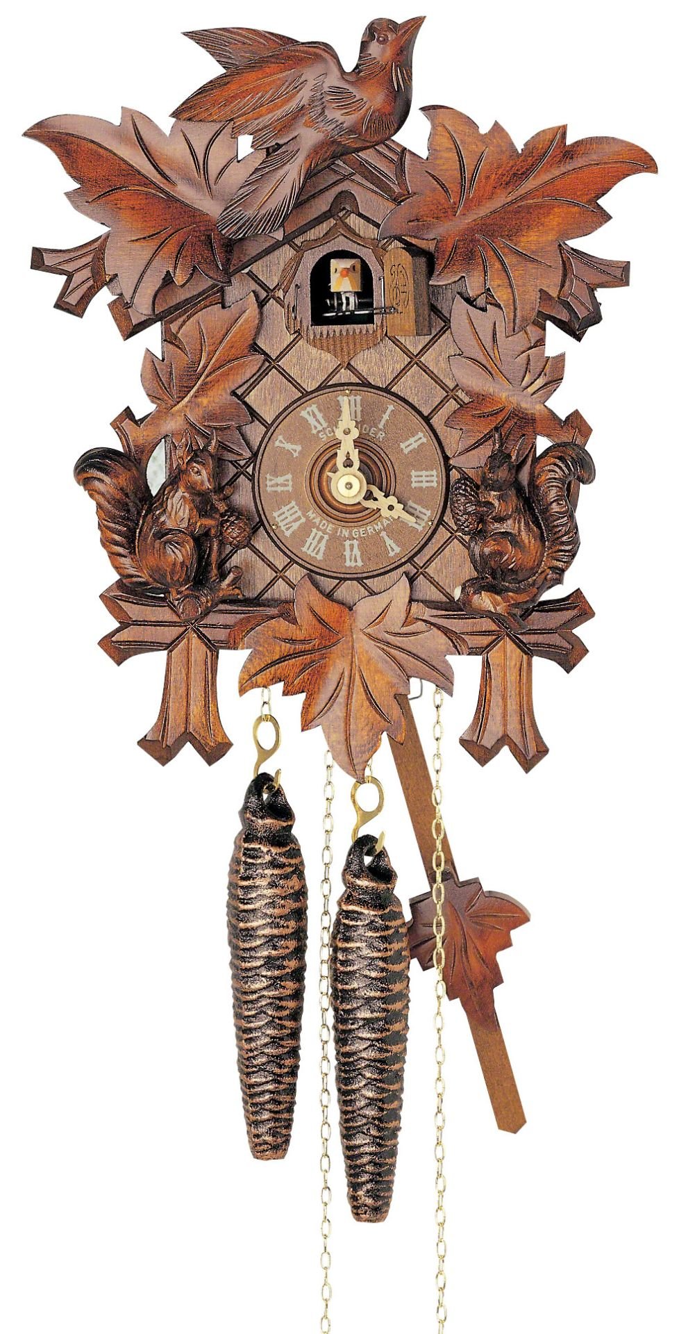 Cuckoo Clock Carved Style 1 Day Movement 23cm by Anton Schneider