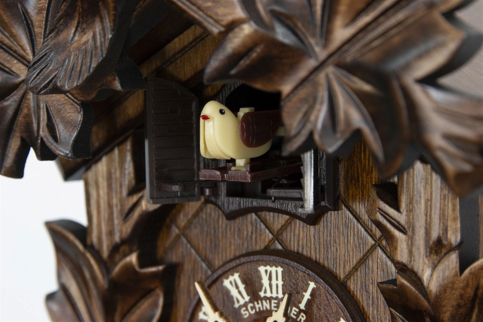 Cuckoo Clock Carved Style Quartz Movement 23cm by Anton Schneider