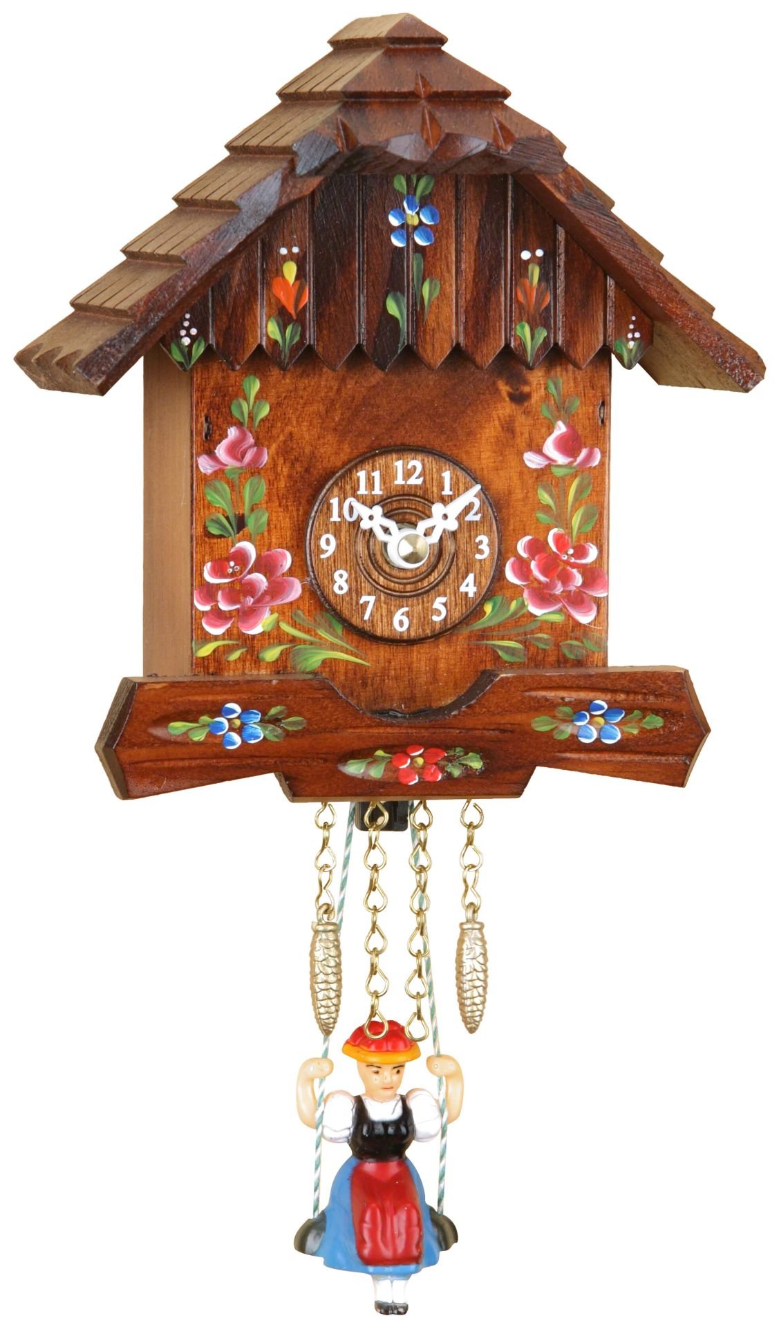 Black Forest Swinging Doll Clock Quartz Movement 15cm by Trenkle Uhren