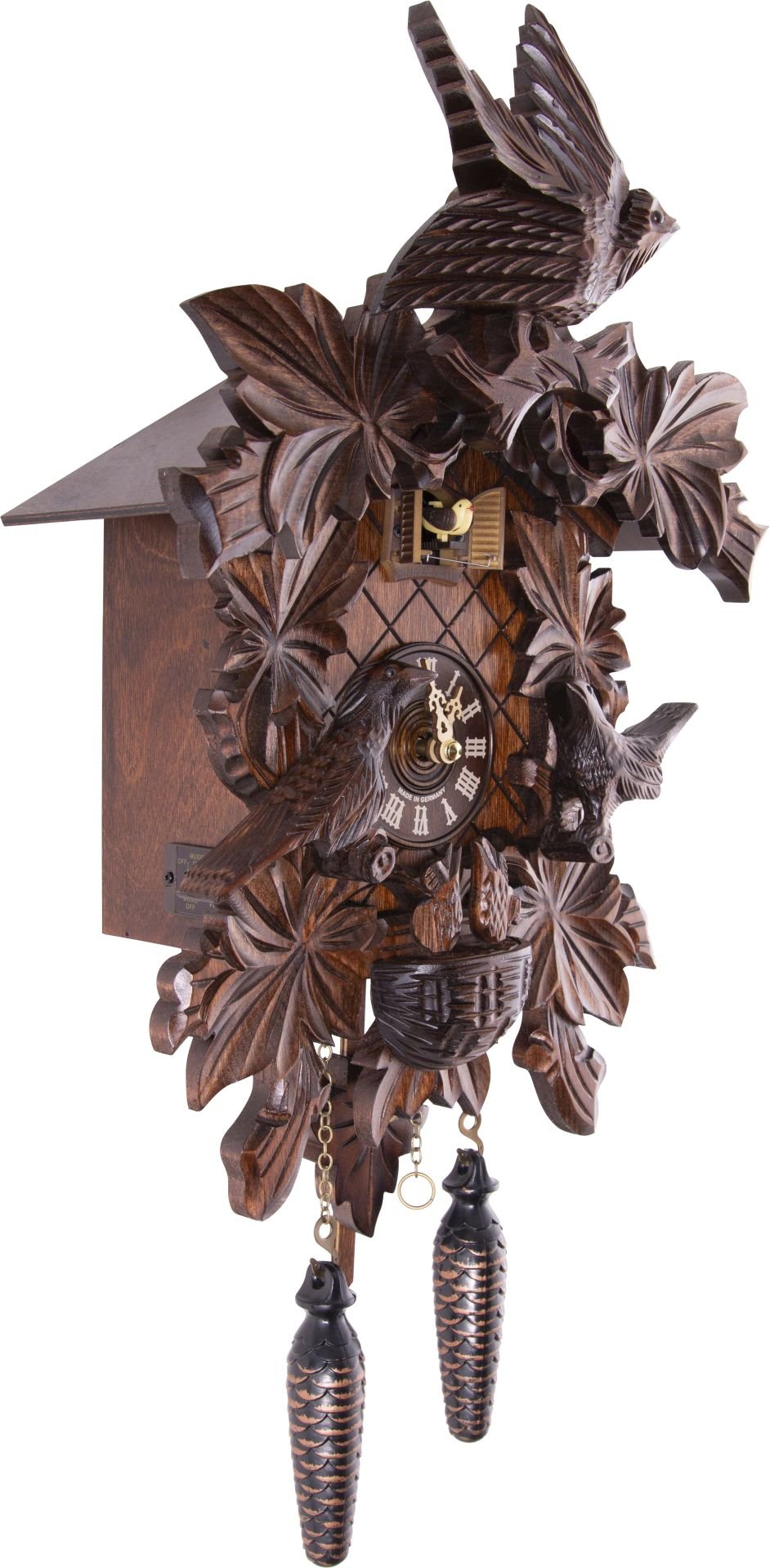 Reloj de cuco estilo “Madera tallada” de cuarzo 46cm de Trenkle Uhren