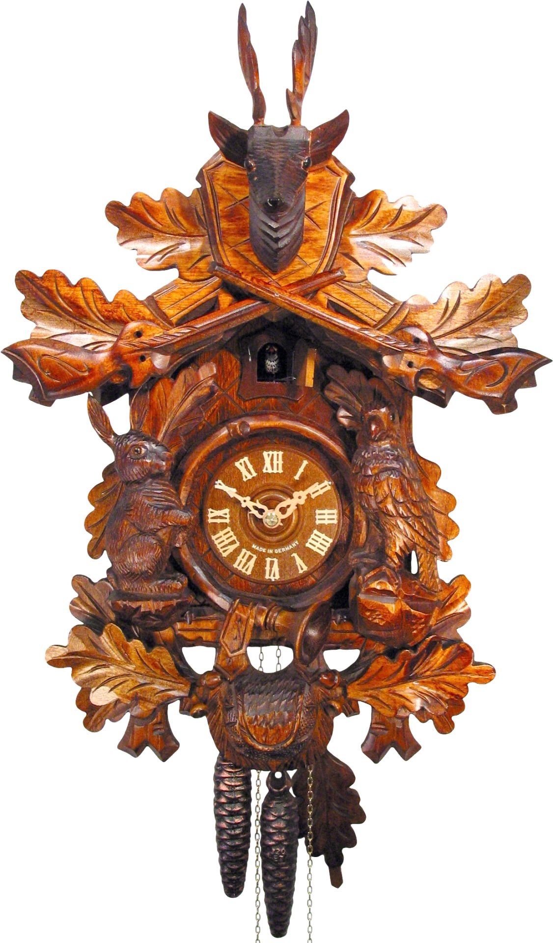 Reloj de cuco estilo “Madera tallada” movimiento mecánico de 1 día 46cm de August Schwer
