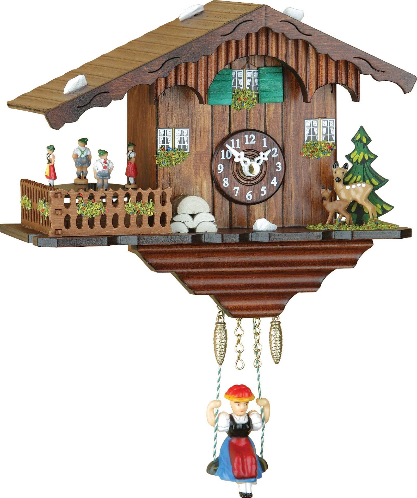 Black Forest Swinging Doll Clock Kuckulino Quartz Movement 16cm by Trenkle Uhren