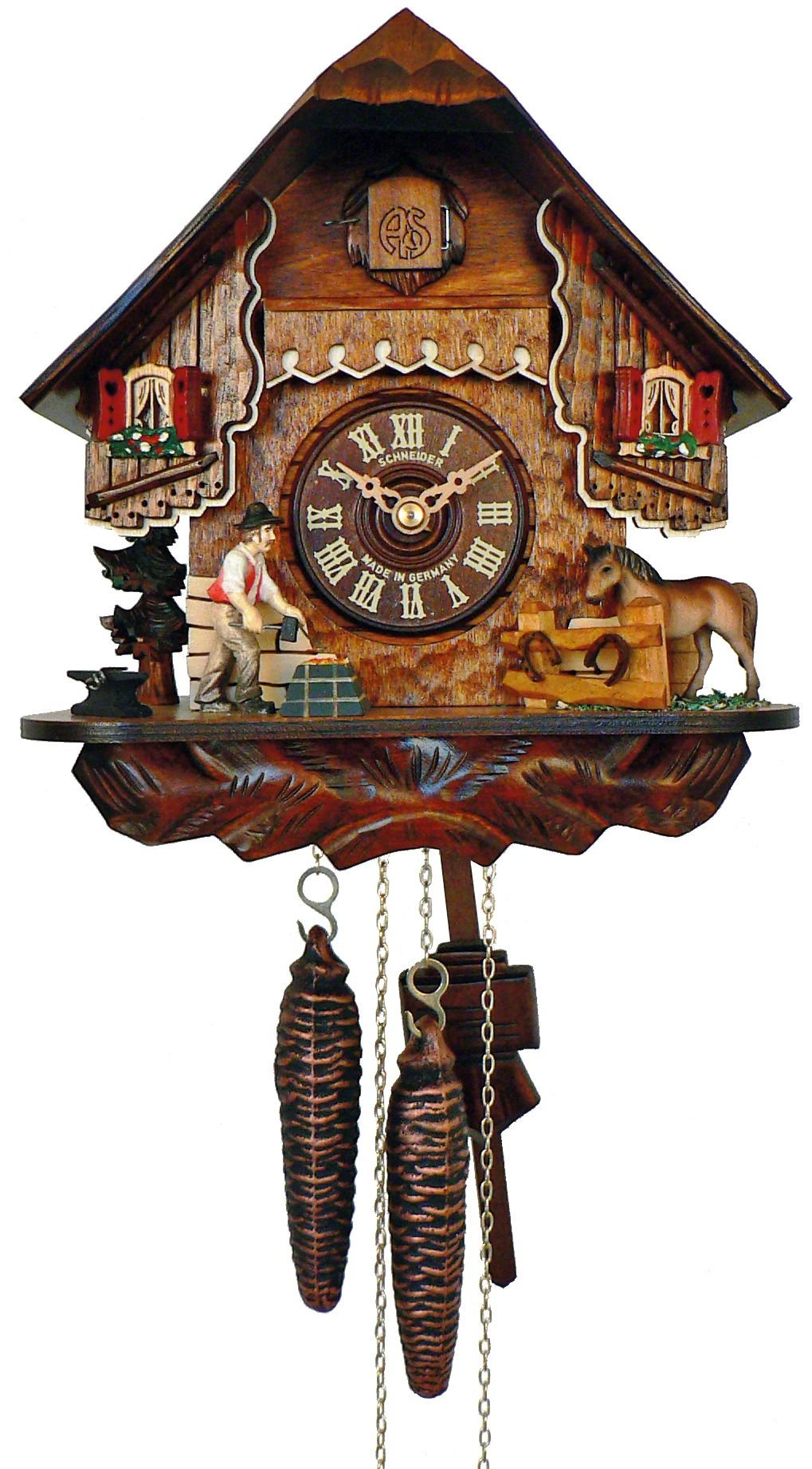 Orologio cucu chalet meccanismo giornaliero 25cm di Anton Schneider