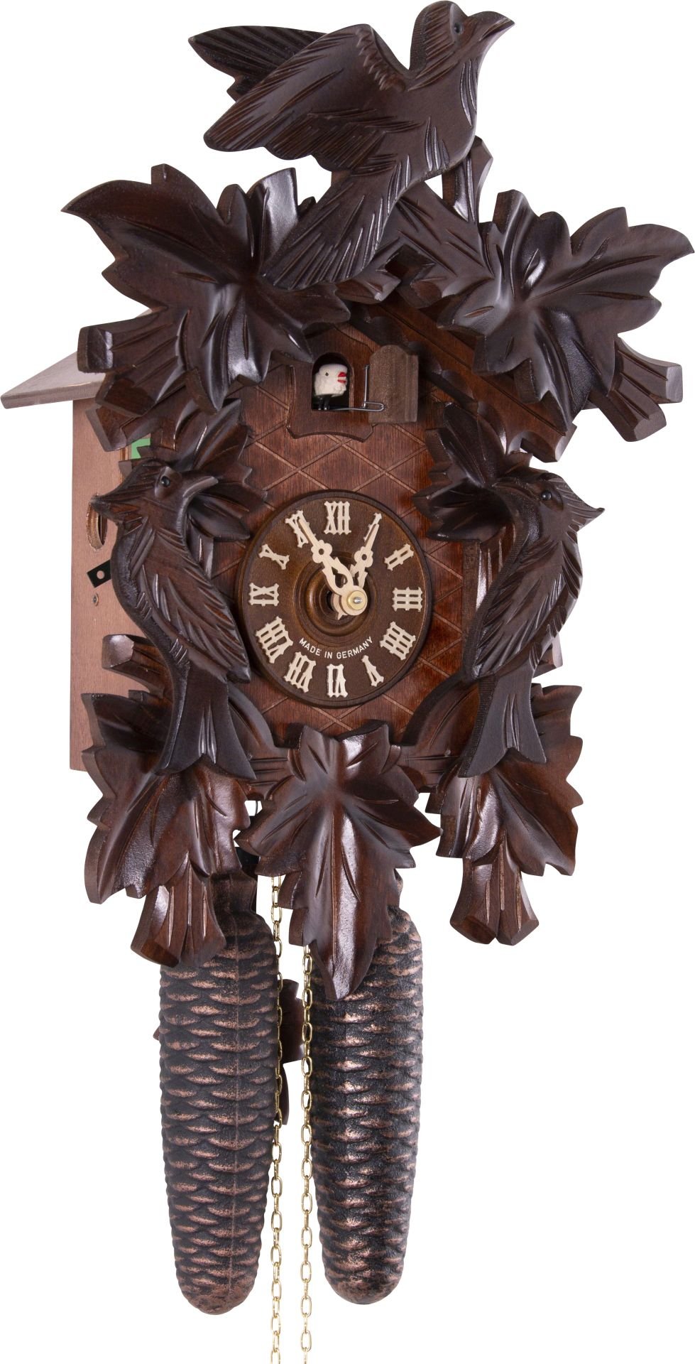 Reloj de cuco estilo “Madera tallada” movimiento mecánico de 8 días 34cm de Hekas