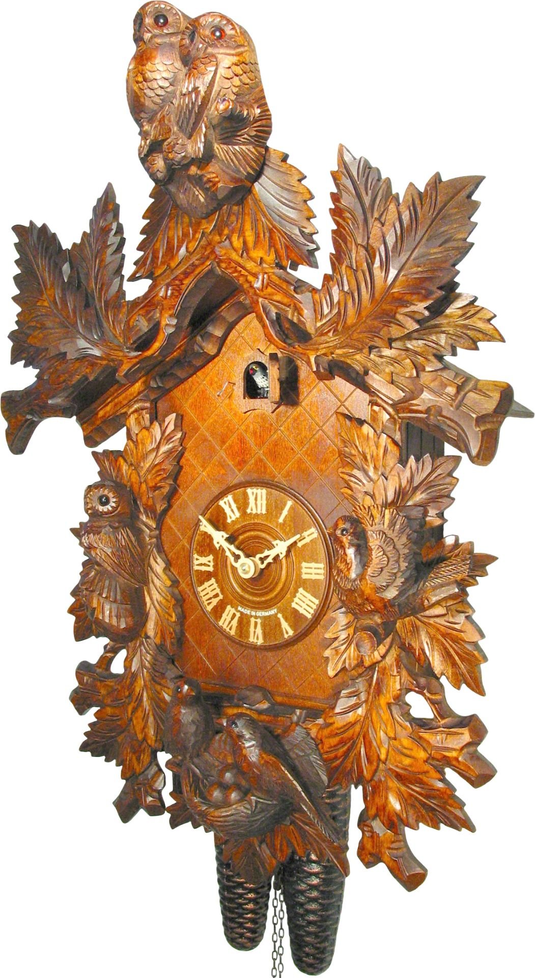 Reloj de cuco estilo “Madera tallada” movimiento mecánico de 8 días 55cm de August Schwer