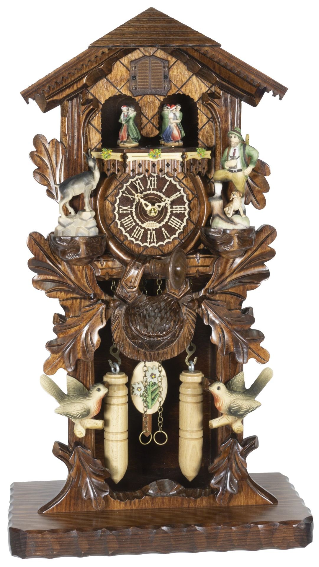 Kuckucksuhr geschnitzt Quarz-Uhrwerk 53cm von Trenkle Uhren