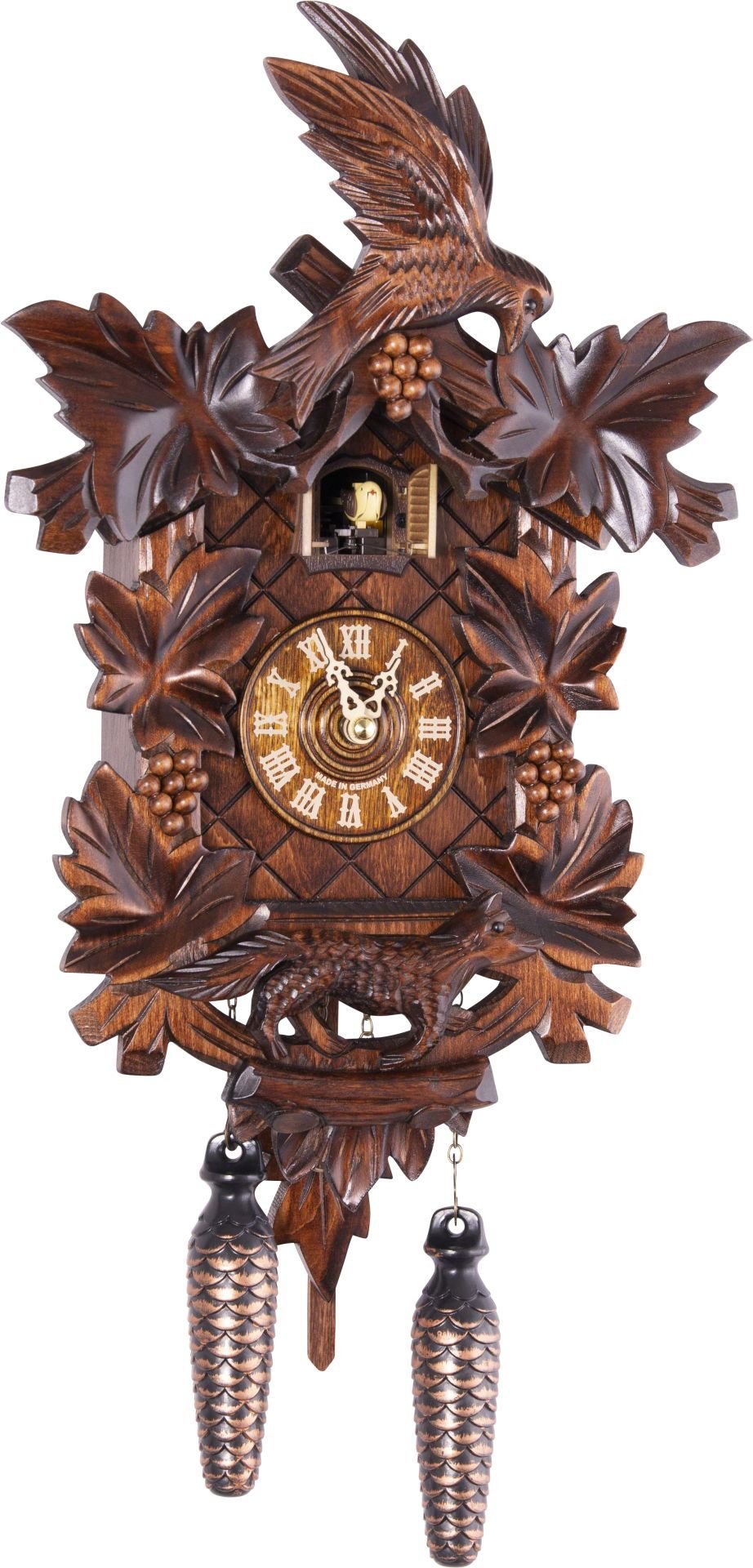 Cuckoo Clock Carved Style Quartz Movement 40cm by Trenkle Uhren