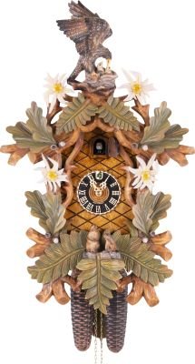 Reloj de cuco estilo “Madera tallada” movimiento mecánico de 8 días 54cm de Hönes