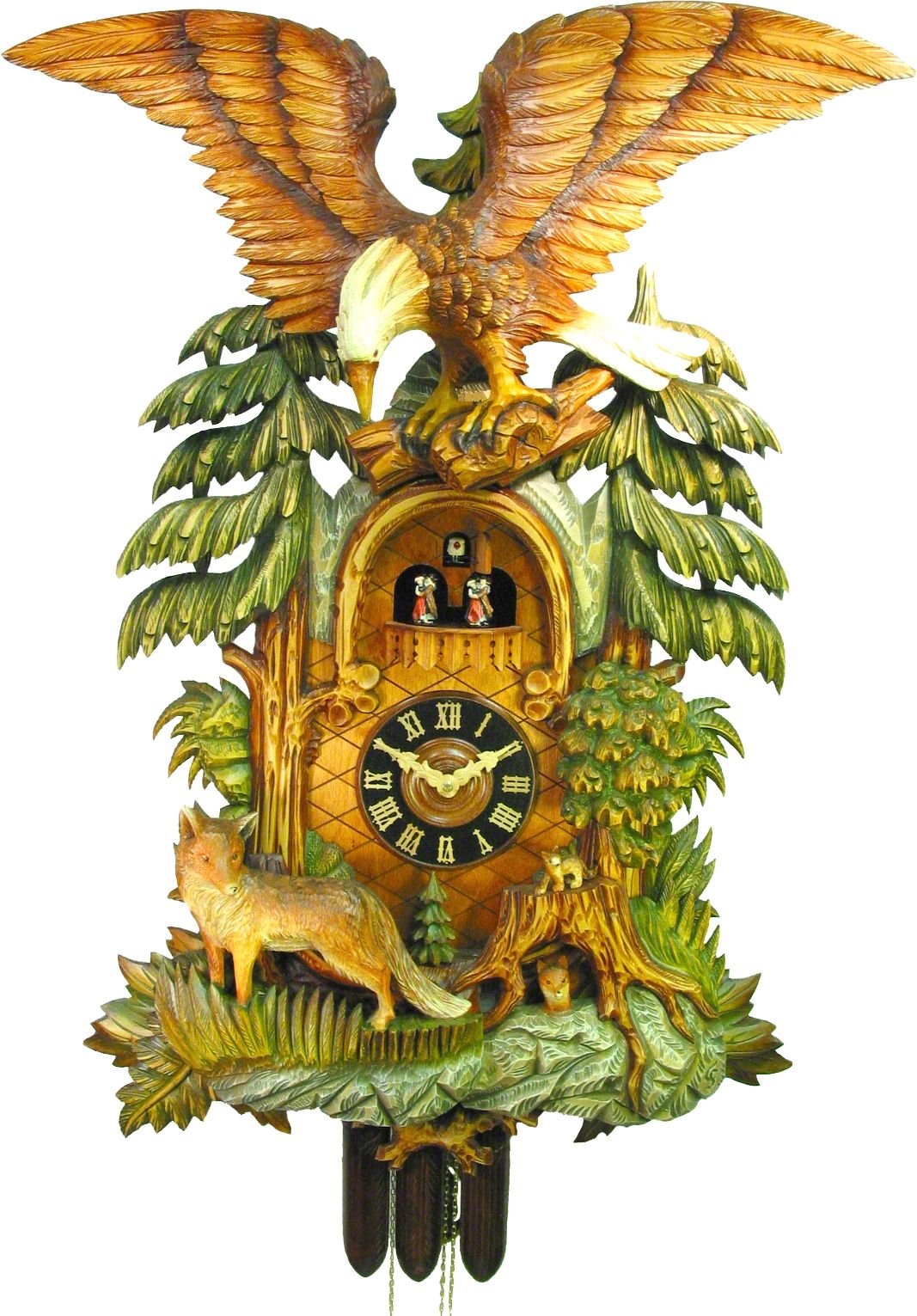 Reloj de cuco estilo “Madera tallada” movimiento mecánico de 8 días 94cm de August Schwer