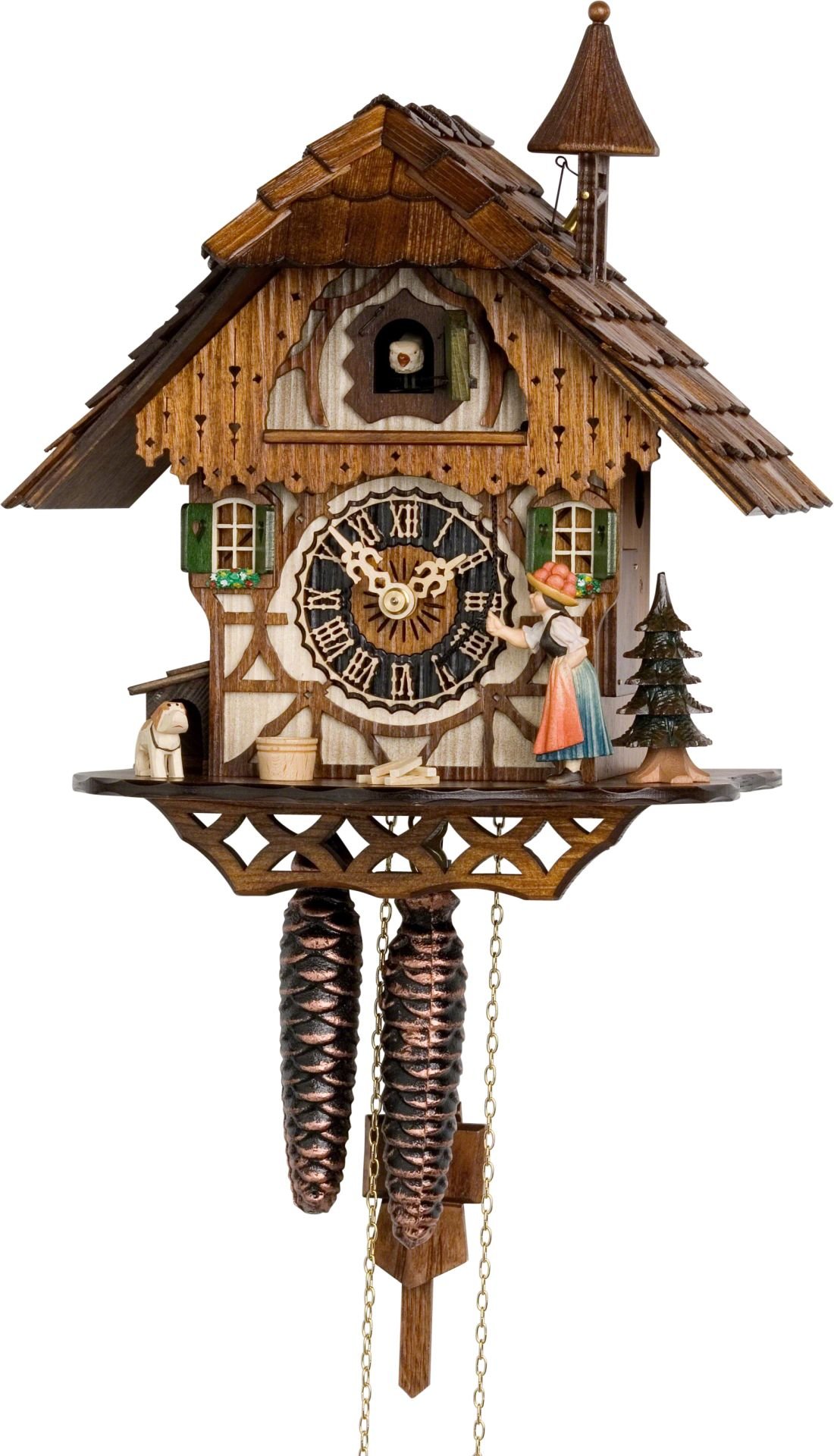 Kuckucksuhr Chalet-Stil 1-Tag-Uhrwerk 30cm von Hönes