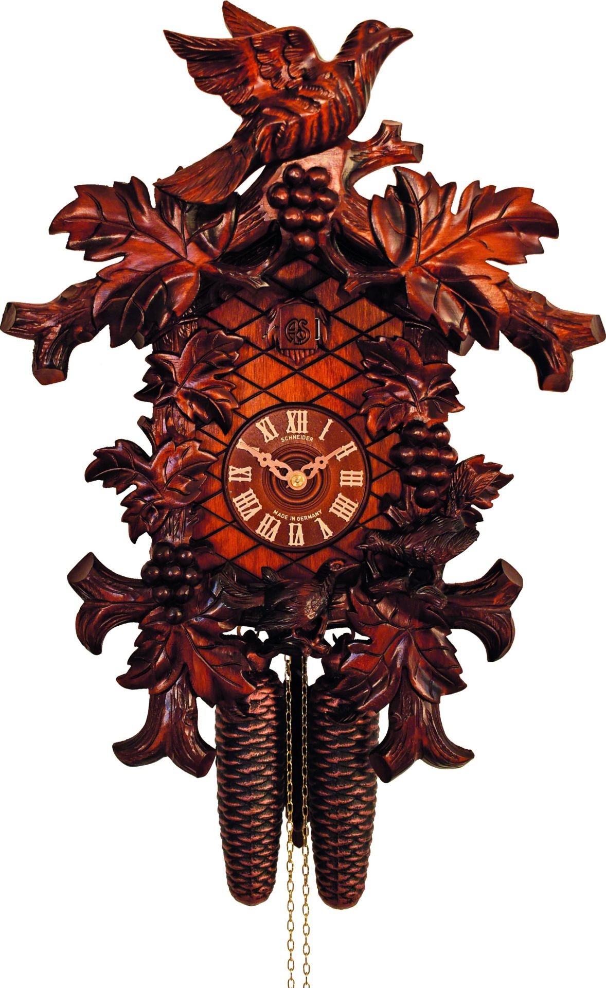 Cuckoo Clock Carved Style 8 Day Movement 37cm by Anton Schneider