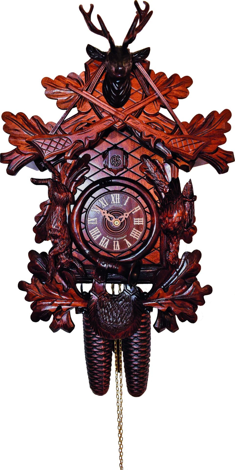 Reloj de cuco estilo “Madera tallada” movimiento mecánico de 8 días 37cm de Anton Schneider