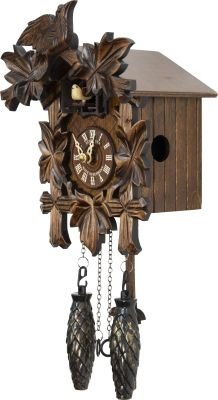 Kuckucksuhr geschnitzt Quarz-Uhrwerk 23cm von Anton Schneider