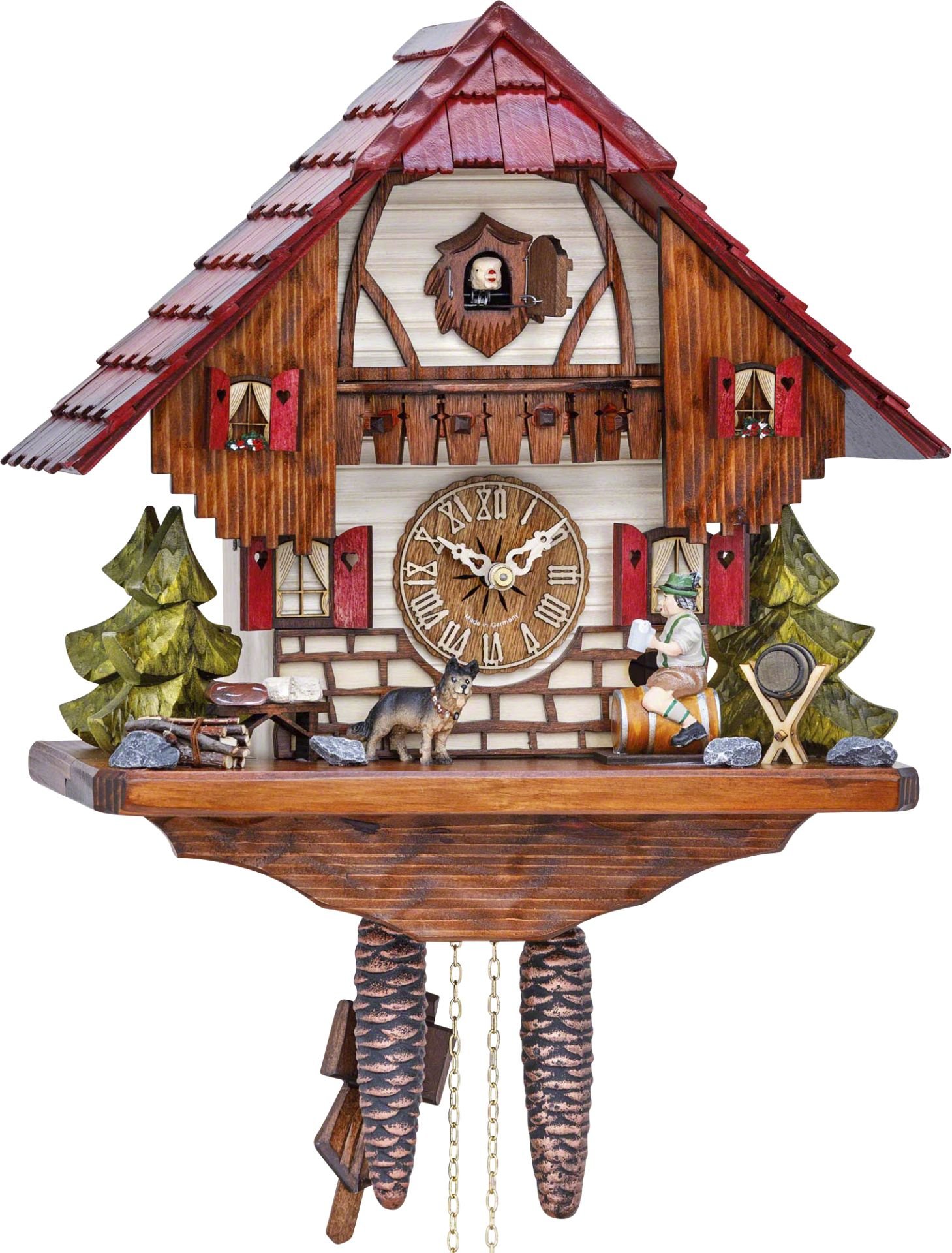 Cuckoo Clock Chalet Style 1 Day Movement 32cm by Hekas