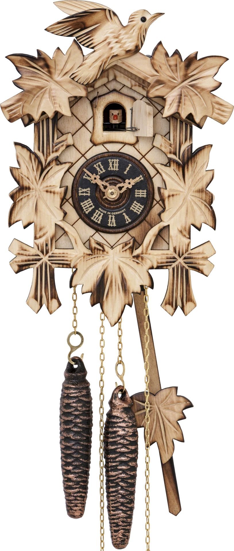 Kuckucksuhr geschnitzt Quarz-Uhrwerk 22cm von Engstler