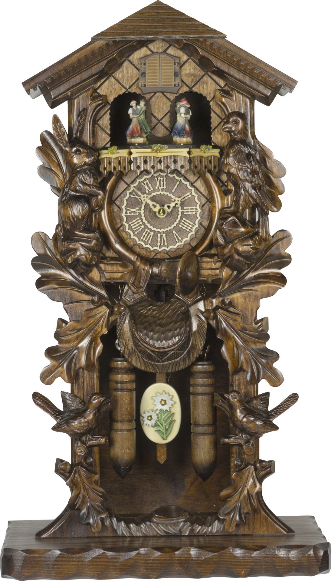 Kuckucksuhr geschnitzt Quarz-Uhrwerk 53cm von Trenkle Uhren