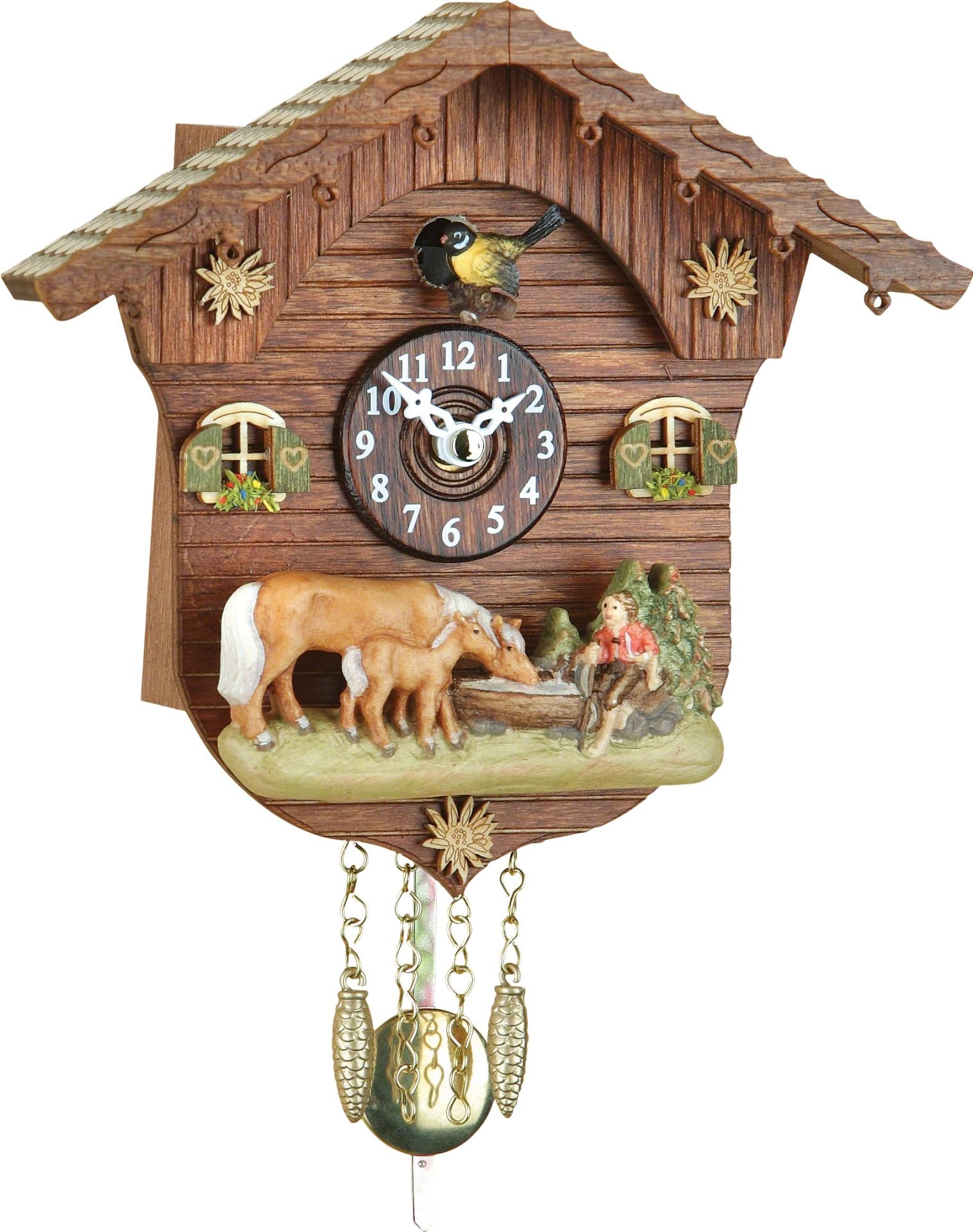 Schwarzwälder Pendeluhr Kuckulino Quarz-Uhrwerk 15cm von Trenkle Uhren