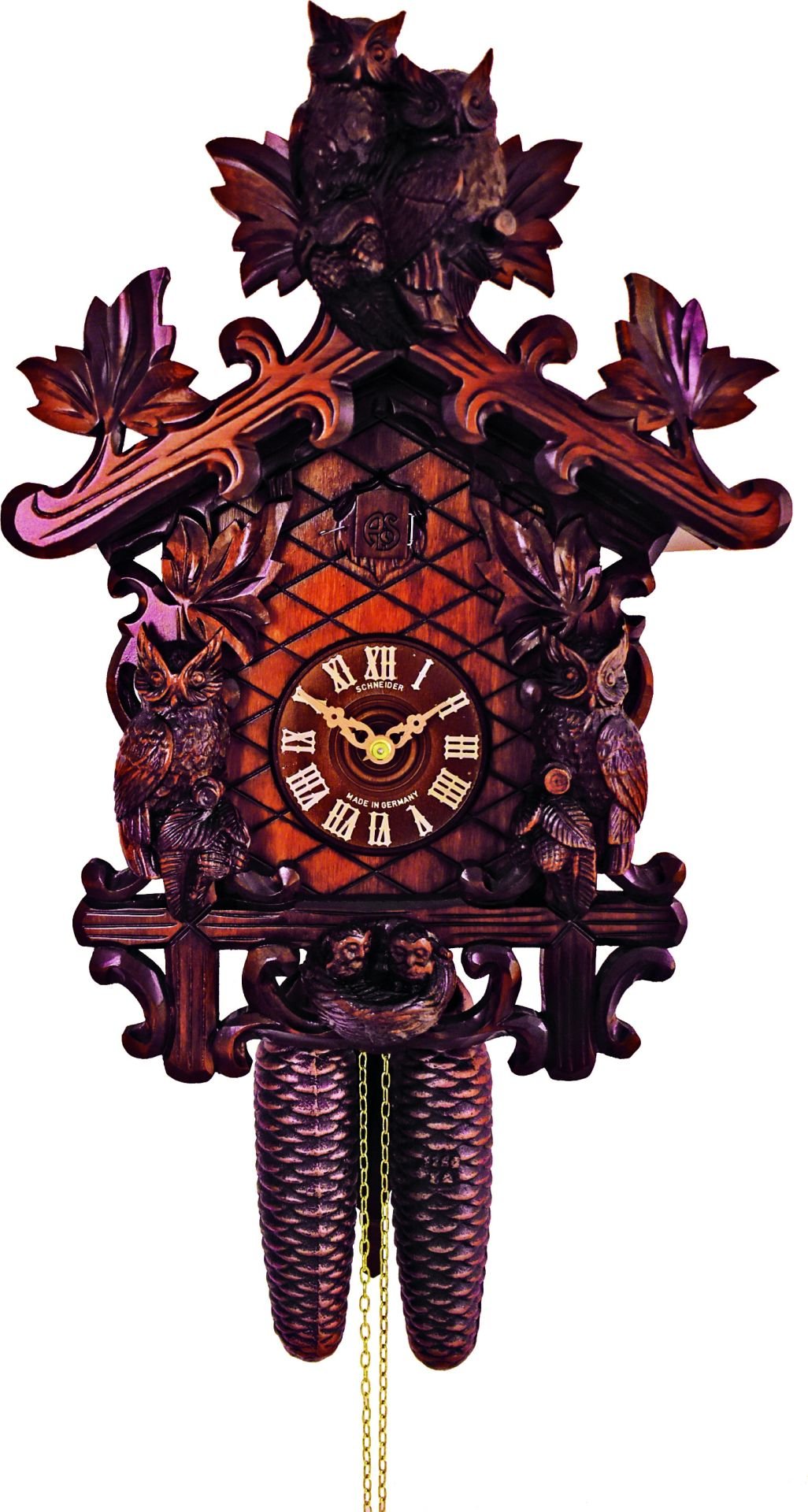 Cuckoo Clock Carved Style 8 Day Movement 37cm by Anton Schneider