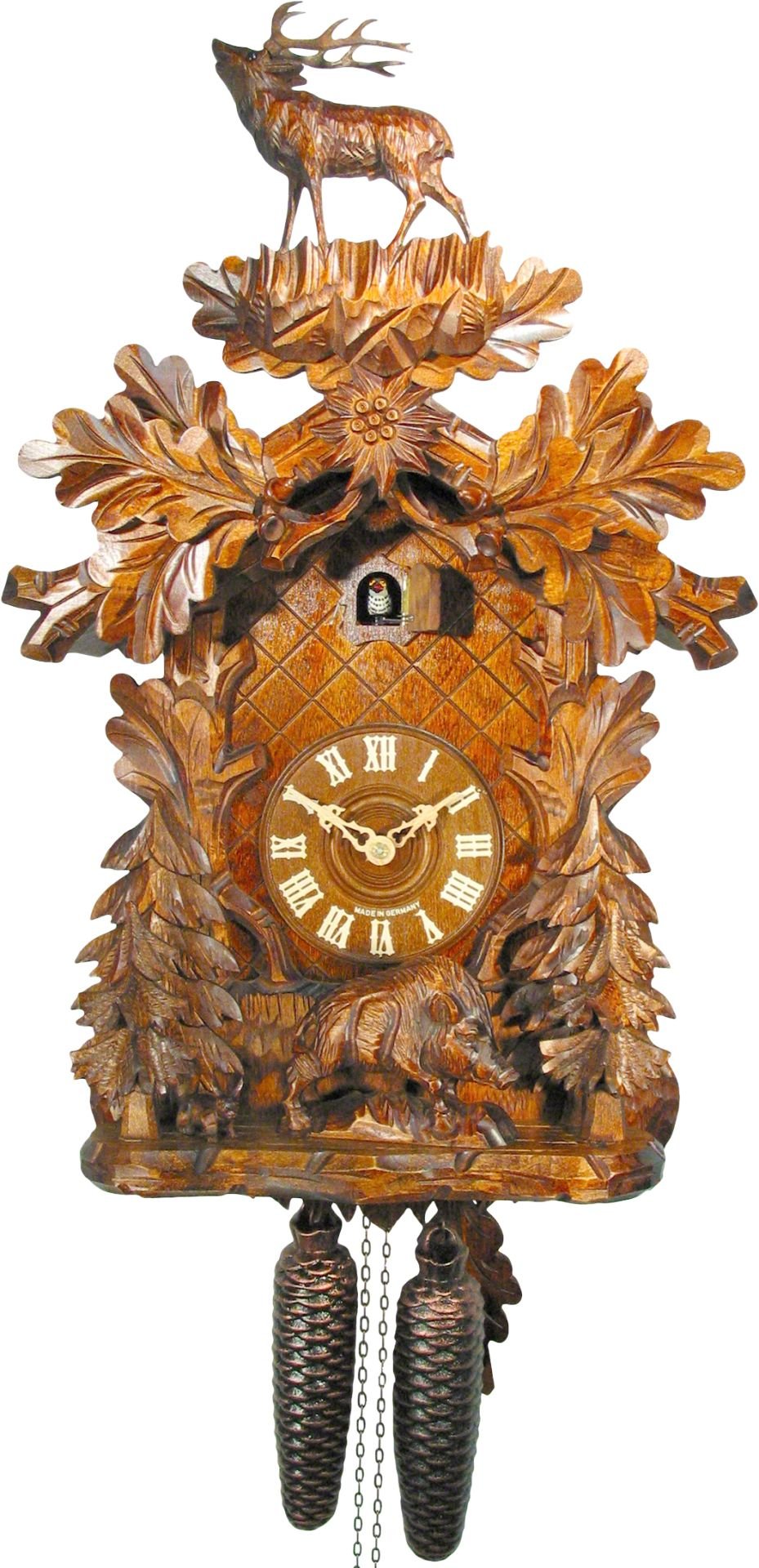 Reloj de cuco estilo “Madera tallada” movimiento mecánico de 8 días 53cm de August Schwer