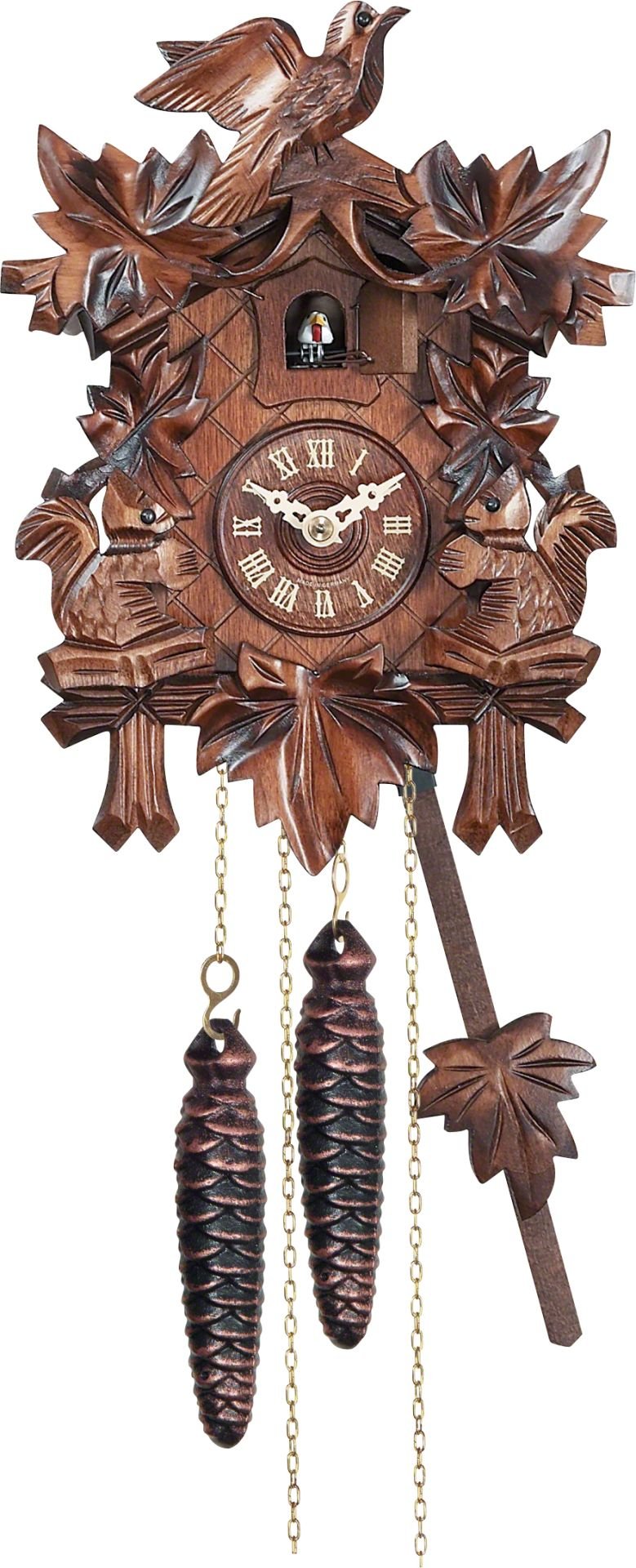 Kuckucksuhr geschnitzt Quarz-Uhrwerk 23cm von Engstler