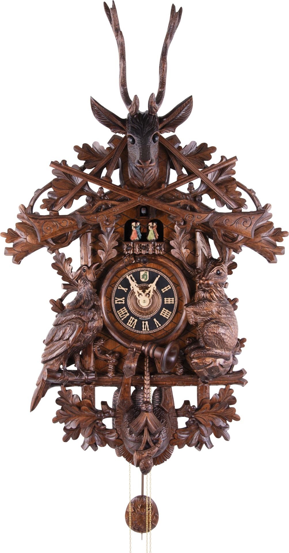 Reloj de cuco estilo “Madera tallada” movimiento mecánico de 8 días 110cm de Hönes