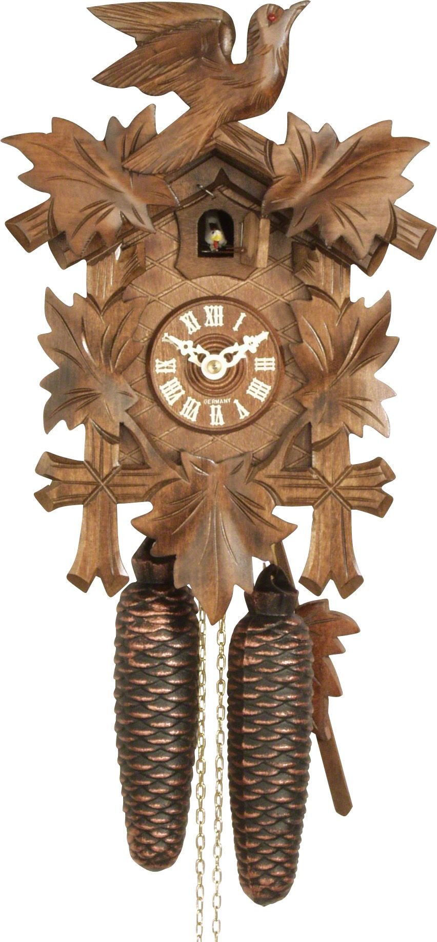 Reloj de cuco estilo “Madera tallada” movimiento mecánico de 8 días 45cm de Hekas