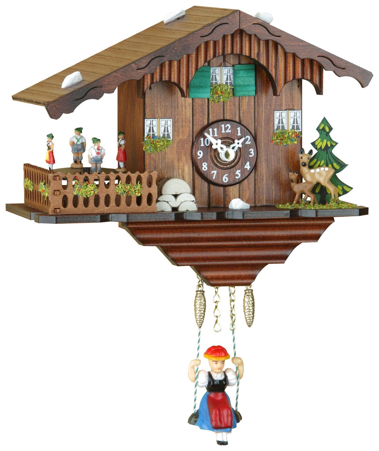 Black Forest Swinging Doll Clock Quartz Movement 16cm by Trenkle Uhren
