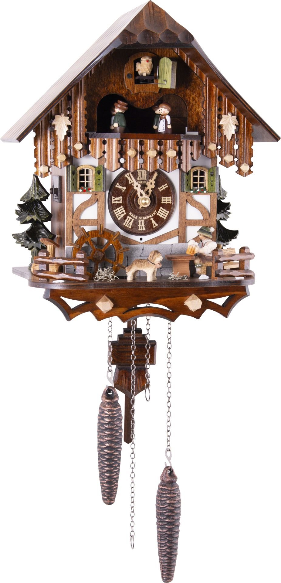 Kuckucksuhr Chalet-Stil Quarz-Uhrwerk 33cm von Anton Schneider