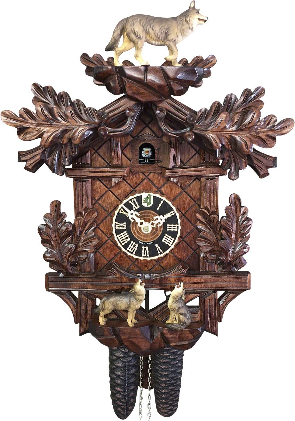 Reloj de cuco estilo “Madera tallada” movimiento mecánico de 8 días 40cm de Hönes