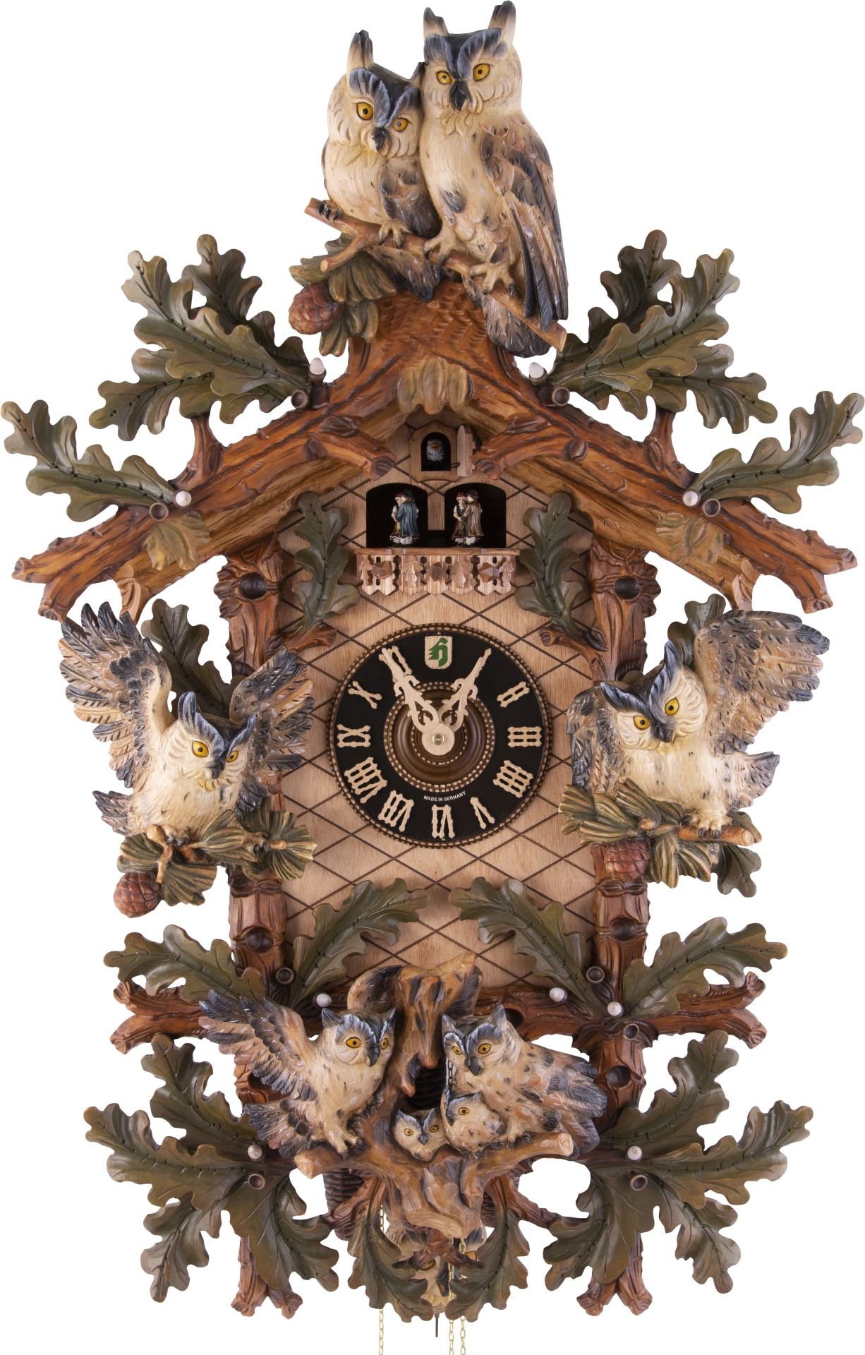 Reloj de cuco estilo “Madera tallada” movimiento mecánico de 8 días 87cm de Hönes