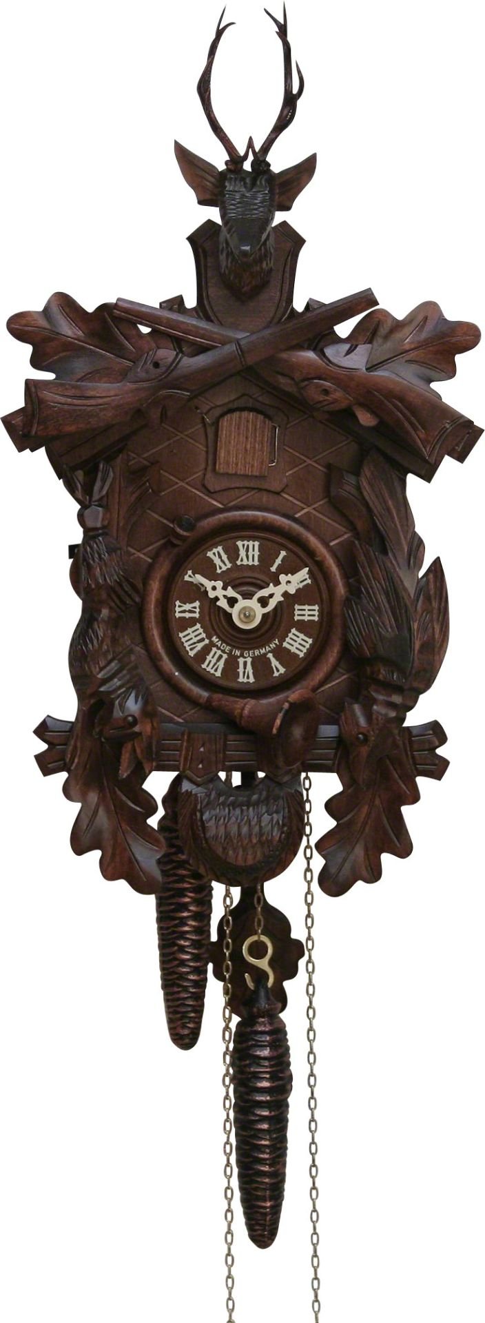 Reloj de cuco estilo “Madera tallada” movimiento mecánico de 8 días 58cm de Hekas
