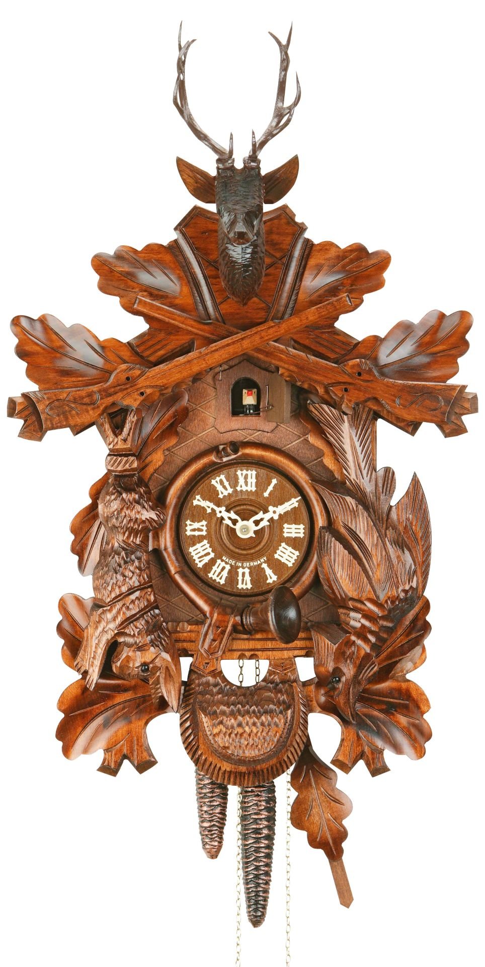 Cuckoo Clock Carved Style 1 Day Movement 46cm by Hekas