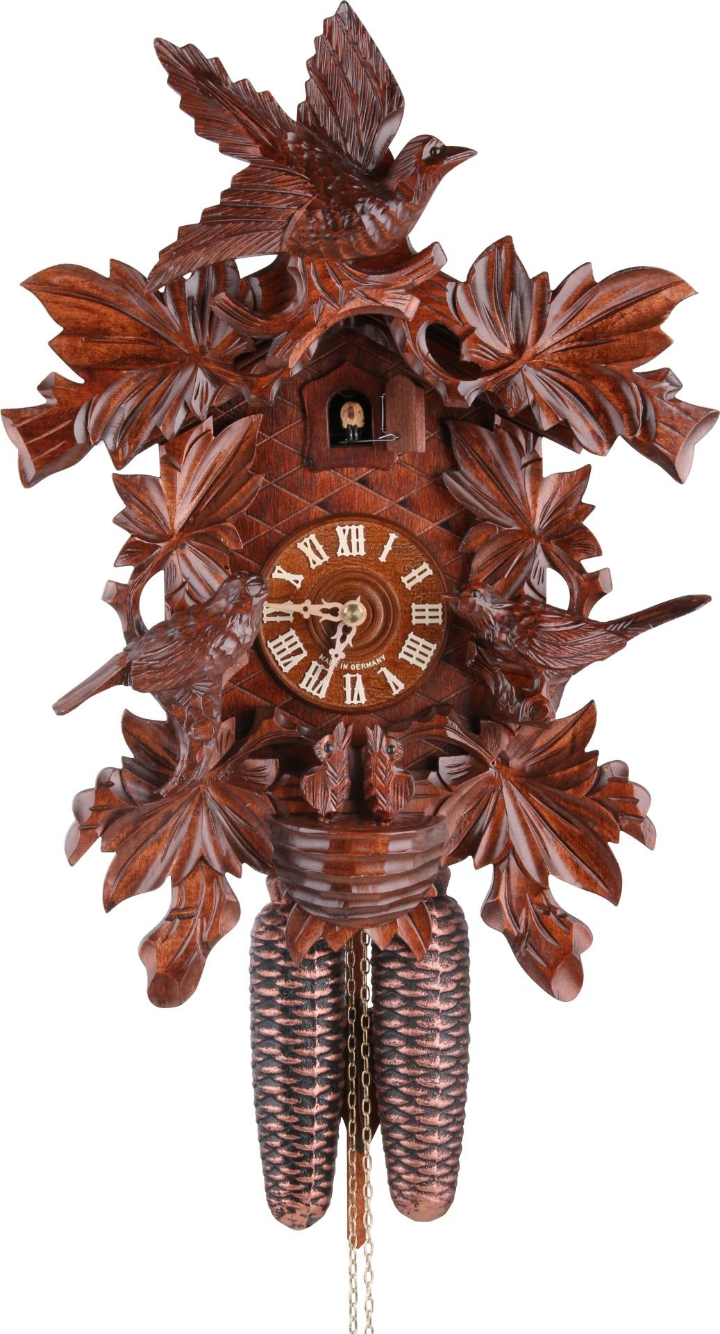 Reloj de cuco estilo “Madera tallada” movimiento mecánico de 8 días 42cm de Hekas