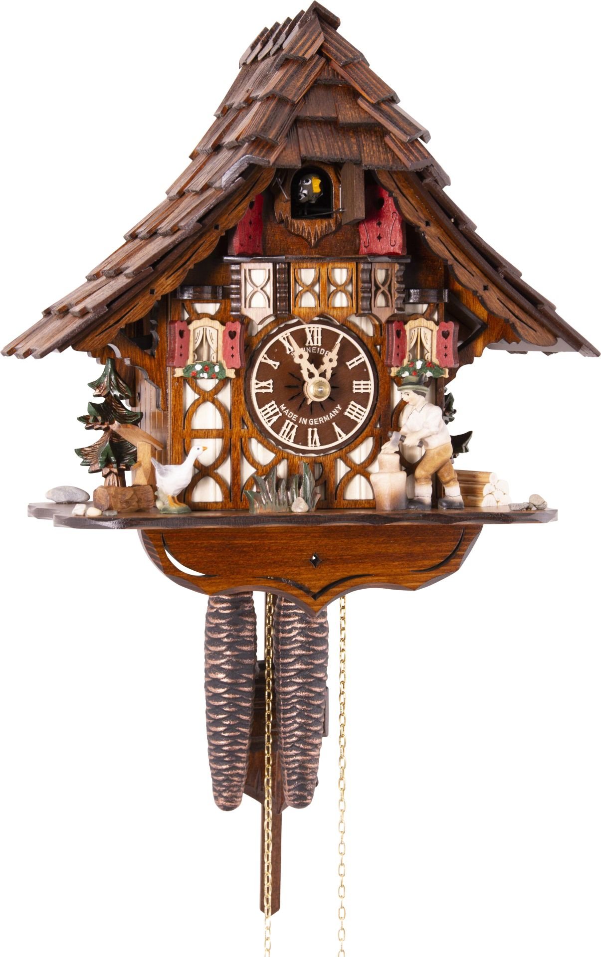 Orologio cucu chalet meccanismo giornaliero 27cm di Anton Schneider