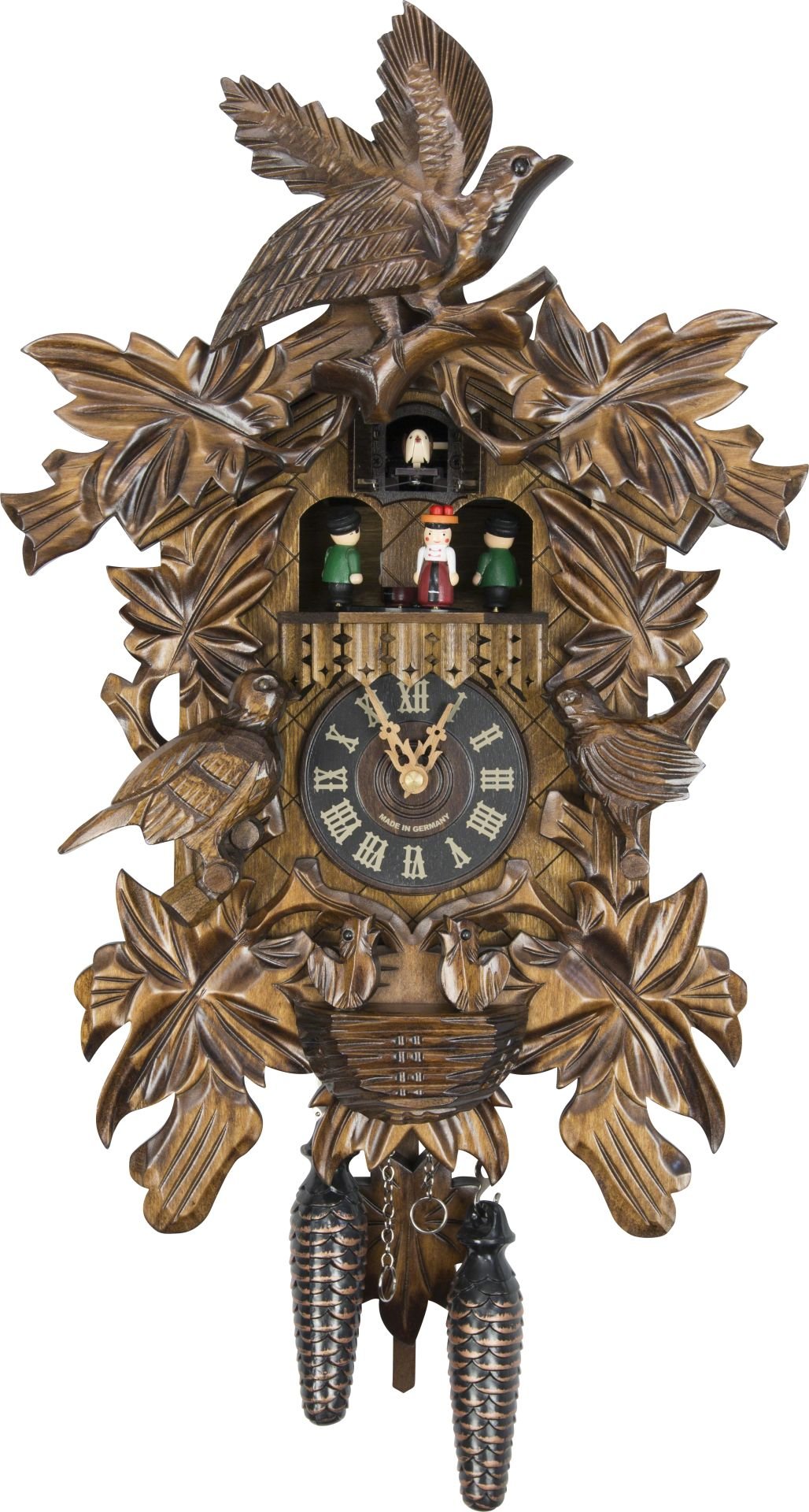 Kuckucksuhr geschnitzt Quarz-Uhrwerk 45cm von Engstler