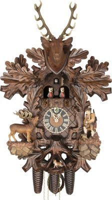 Reloj de cuco estilo “Madera tallada” movimiento mecánico de 8 días 59cm de Hönes