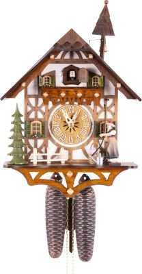 Kuckucksuhr Chalet-Stil 8-Tage-Uhrwerk 39cm von Hekas
