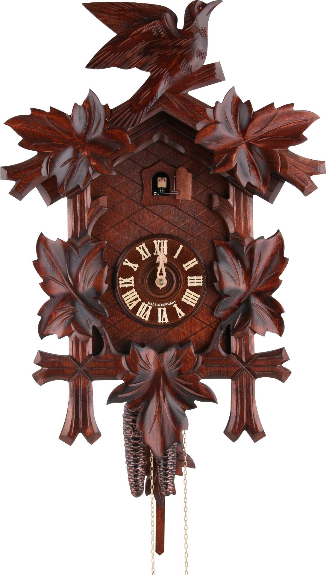 Reloj de cuco estilo “Madera tallada” movimiento mecánico de 1 día 45cm de Hekas