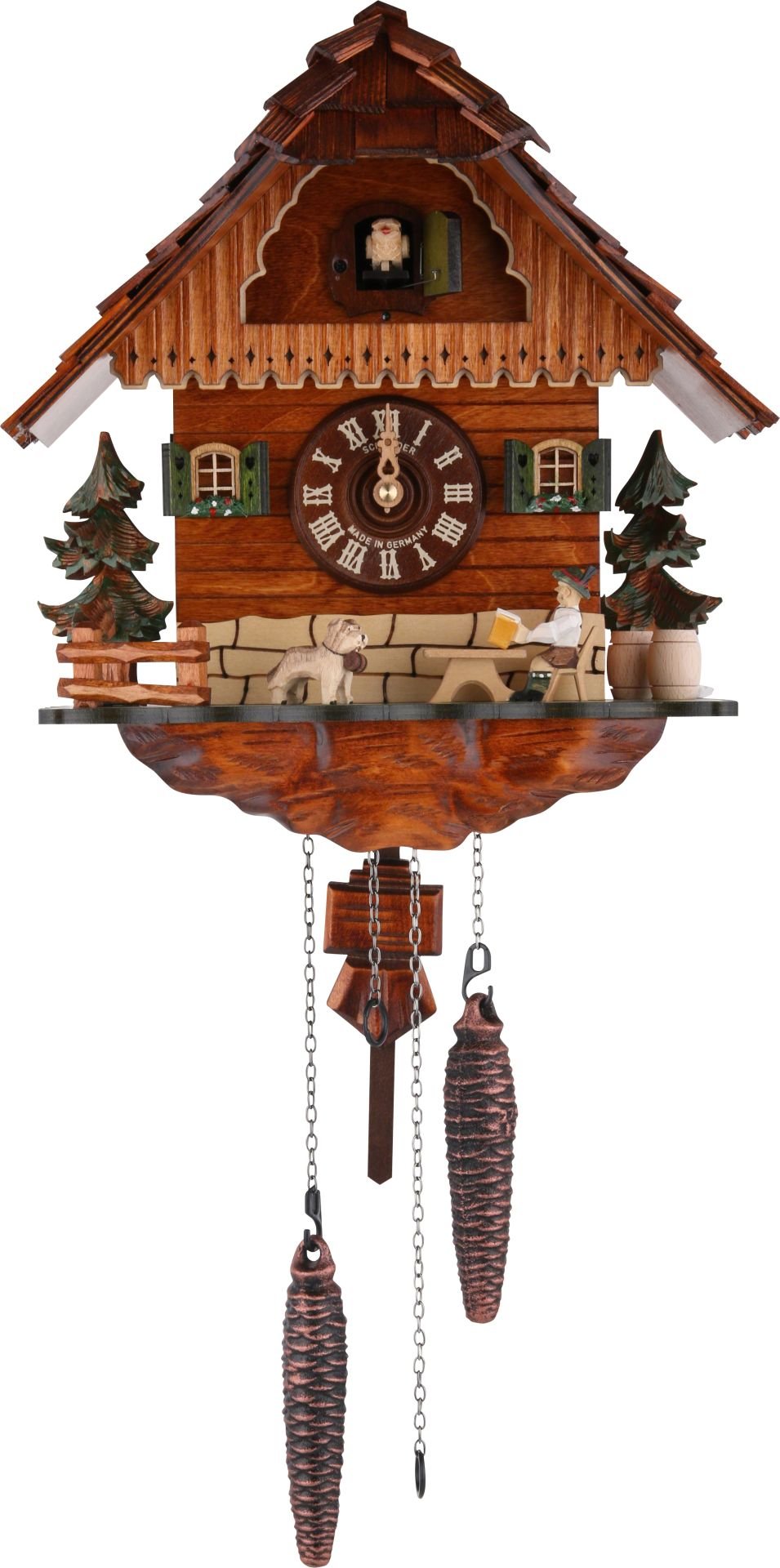 Kuckucksuhr Chalet-Stil Quarz-Uhrwerk 29cm von Anton Schneider