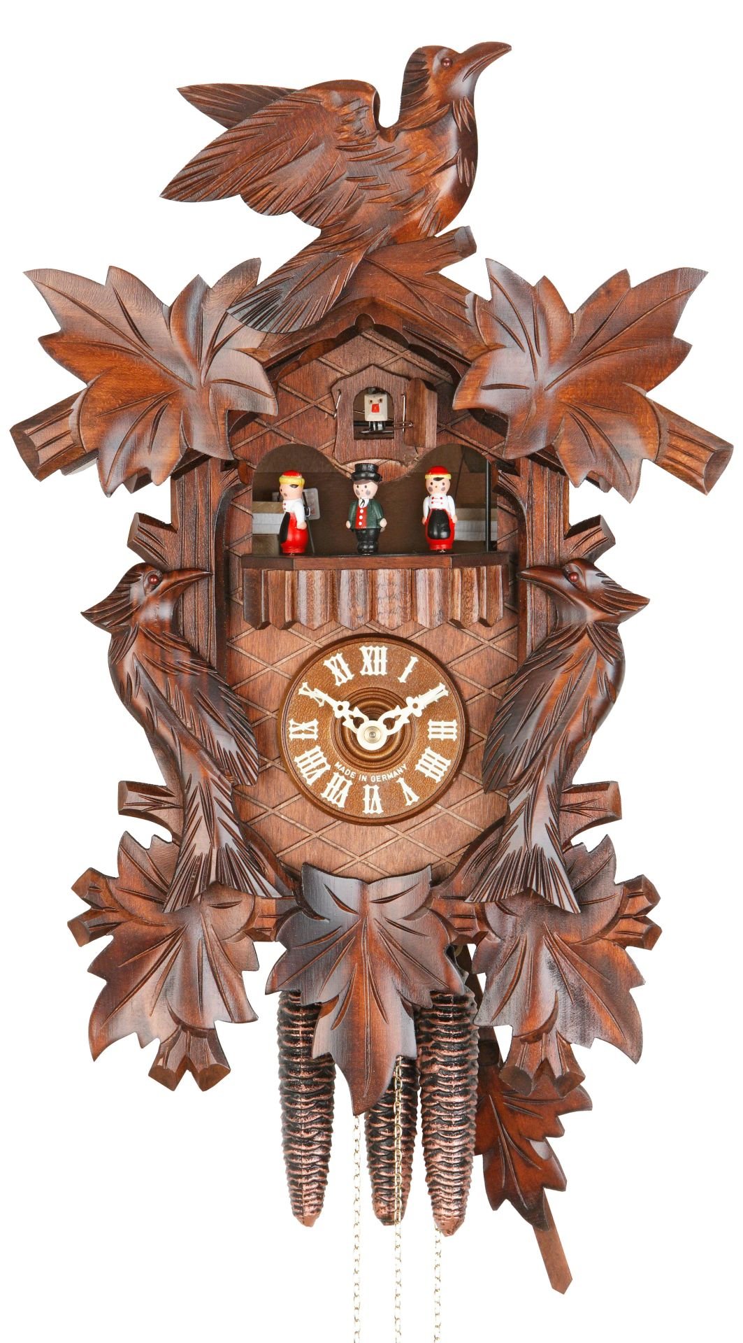 Reloj de cuco estilo “Madera tallada” movimiento mecánico de 1 día 40cm de Hekas