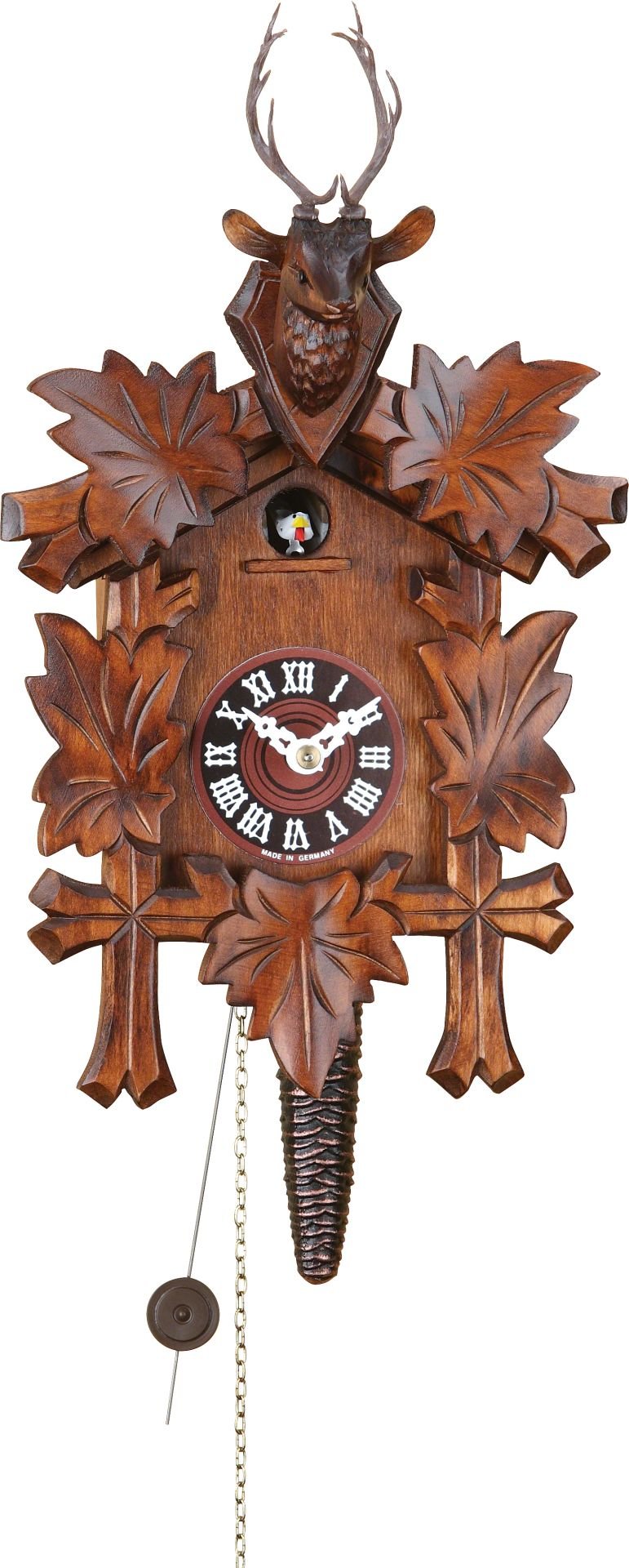 Reloj de cuco estilo “Madera tallada” movimiento del elevador de cadena 25cm de Trenkle Uhren