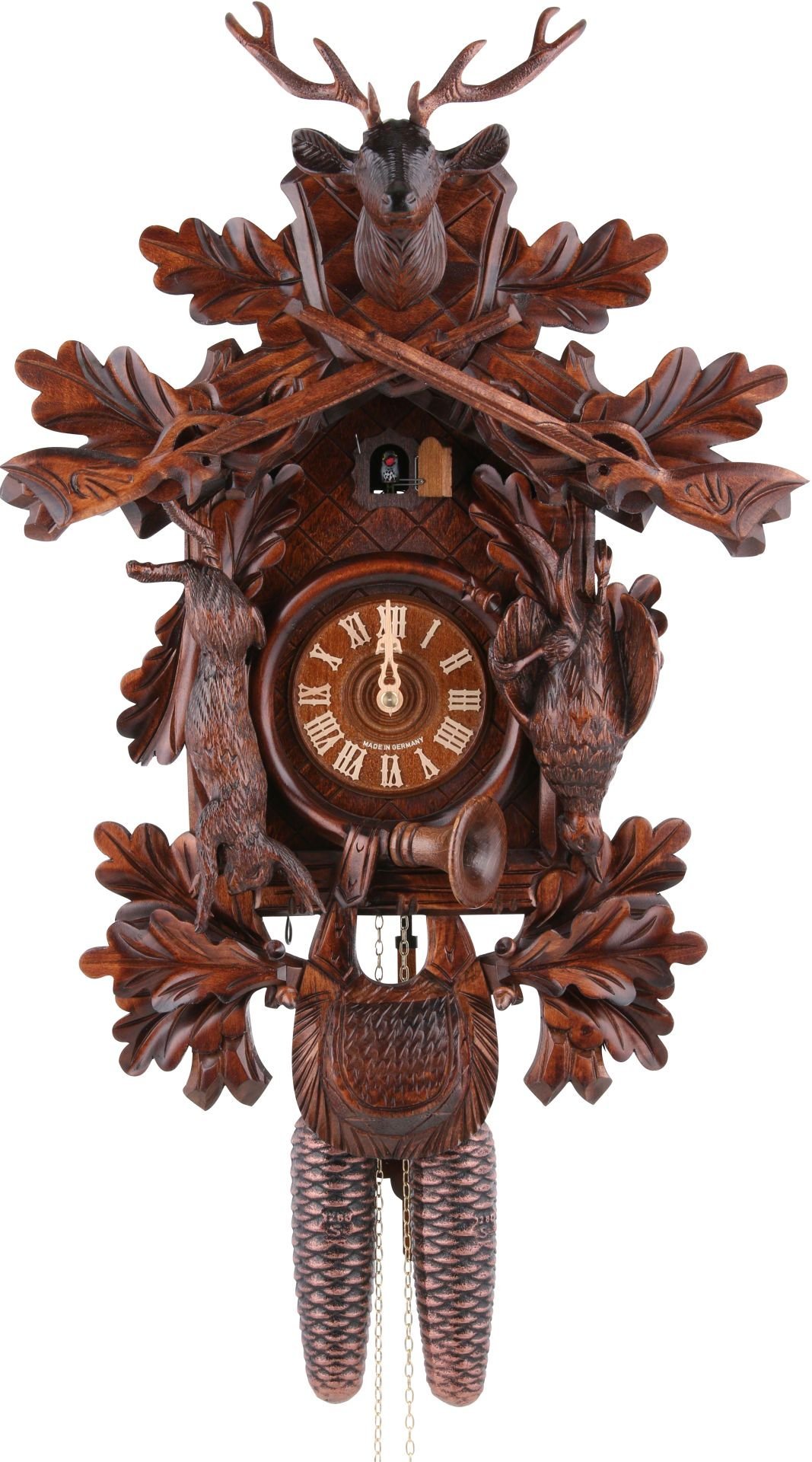 Reloj de cuco estilo “Madera tallada” movimiento mecánico de 8 días 60cm de August Schwer